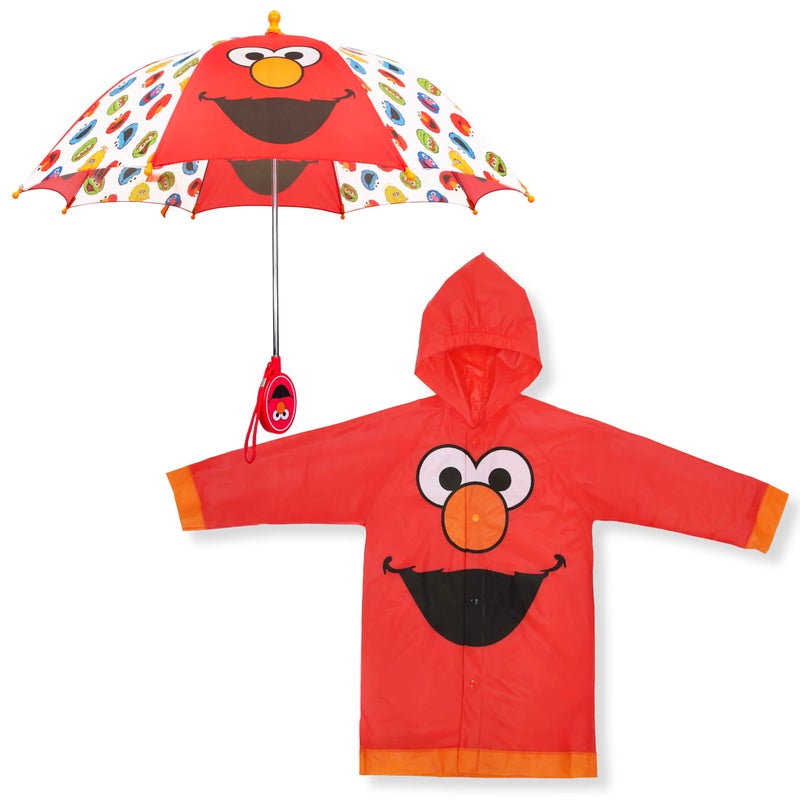 Sesame Street مظلة وعباءة أولاد كيدز من شارع السمسم، مجموعة ملابس مطر إلمو للأطفال، للأعمار من 4-5 سنوات - Image 1